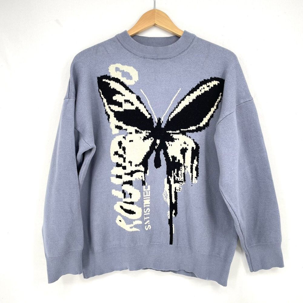 Hip Hop Unisex Sweater Harajuku Butterfly Pullover Thick Warm Soft Men M Woman L